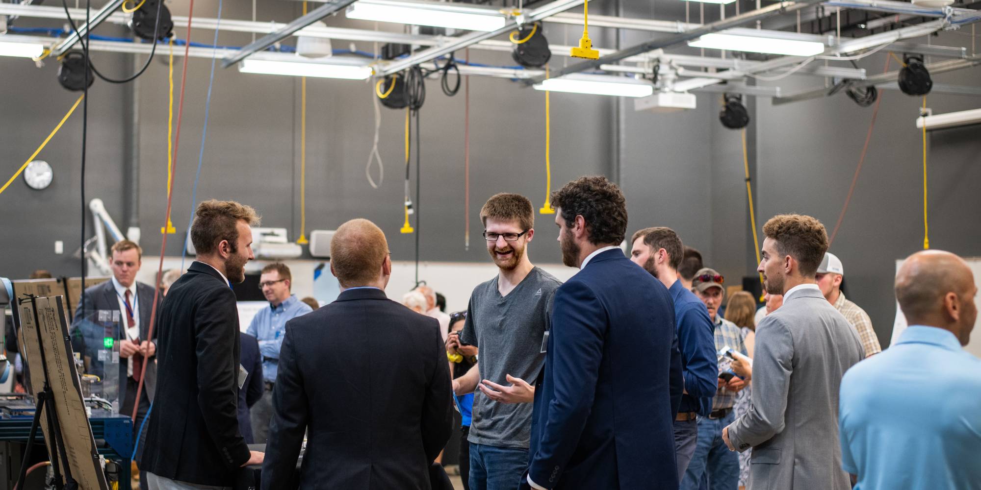 Engineering senior talking with industry sponsers